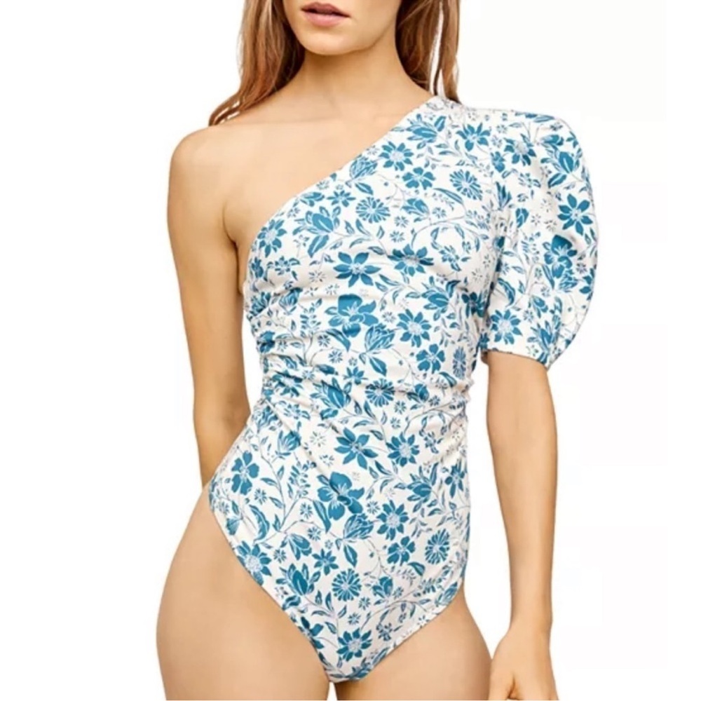Floral Blue and White One Piece